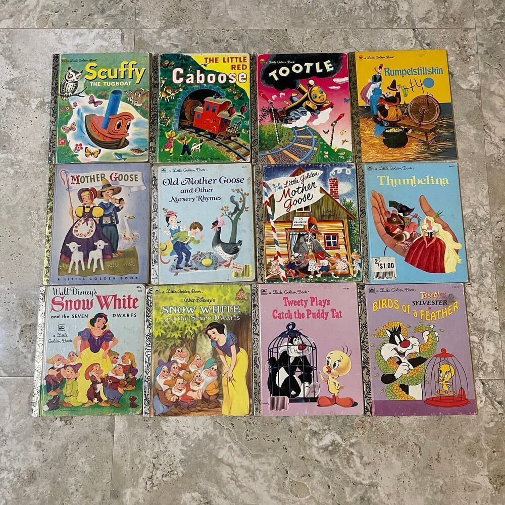 A Little Golden Book Collection Mixed Lot of 12 Books Mother Goose Thumbelina